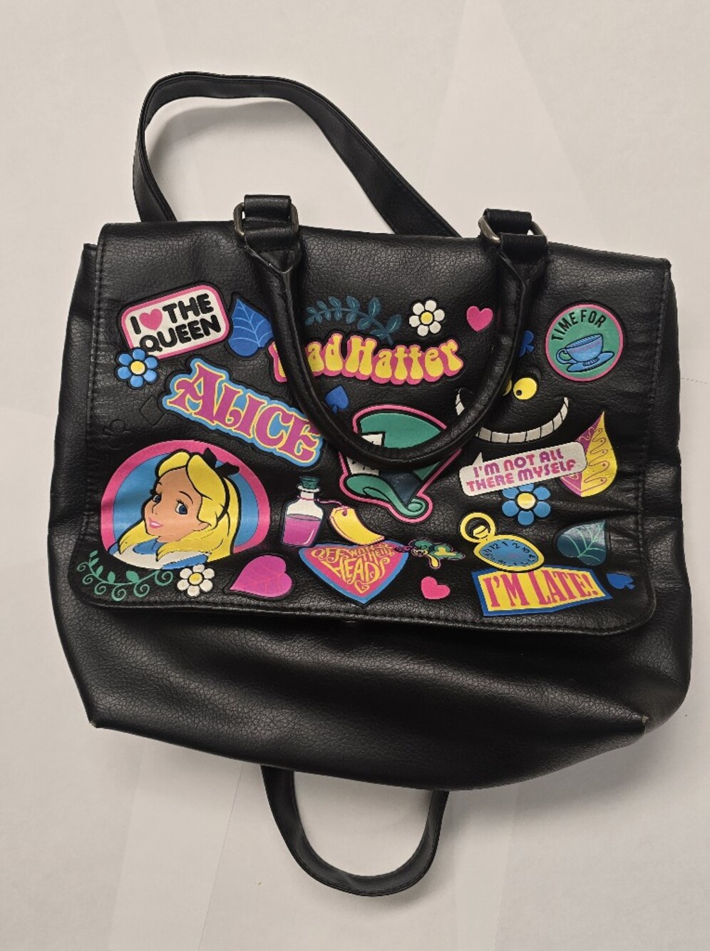 Disney Loungefly Alice in Wonderland Sticker Icons Satchel Purse WDTB08310516